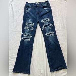 Disclosure Denim Jeans Dark Wash High Rise Distressed Womens Size 15/32